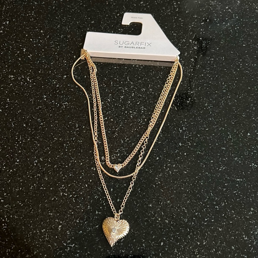 SUGARFIX by Baublebar - Triple Strand Heart Valentines necklace - New with tags
